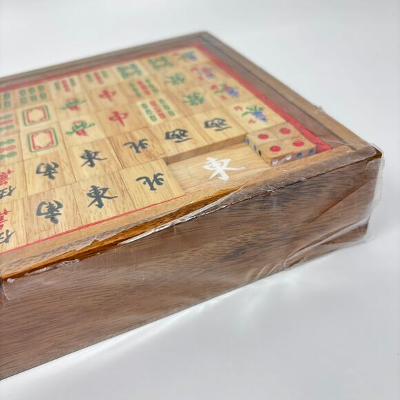 NEW Mahjong Set w/ Case Mango Wood Wooden Tile Game Chinese Domino Adult - Picture 4 of 6